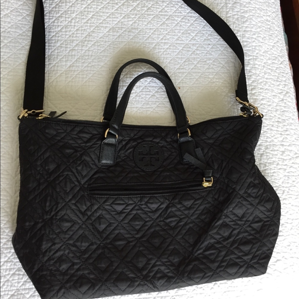 Tory Burch Ella Quilted Satchel - Black